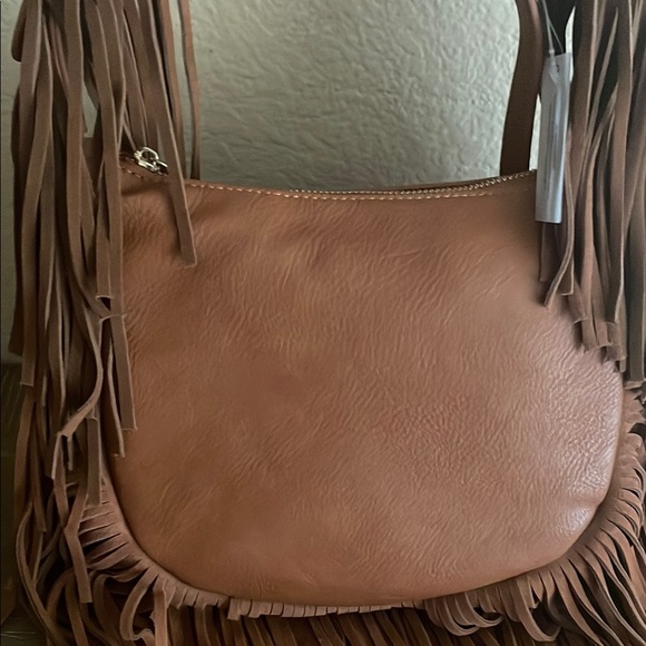 NWT Fringe Brown Vegan Leather Bag - Picture 2 of 11